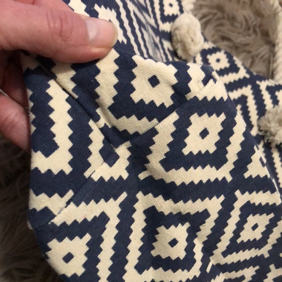 HP🎉Summer & Rose Cotton Tote with Rope Handles-Denim Blue&Cream Print-18x13x5 - Picture 9 of 16